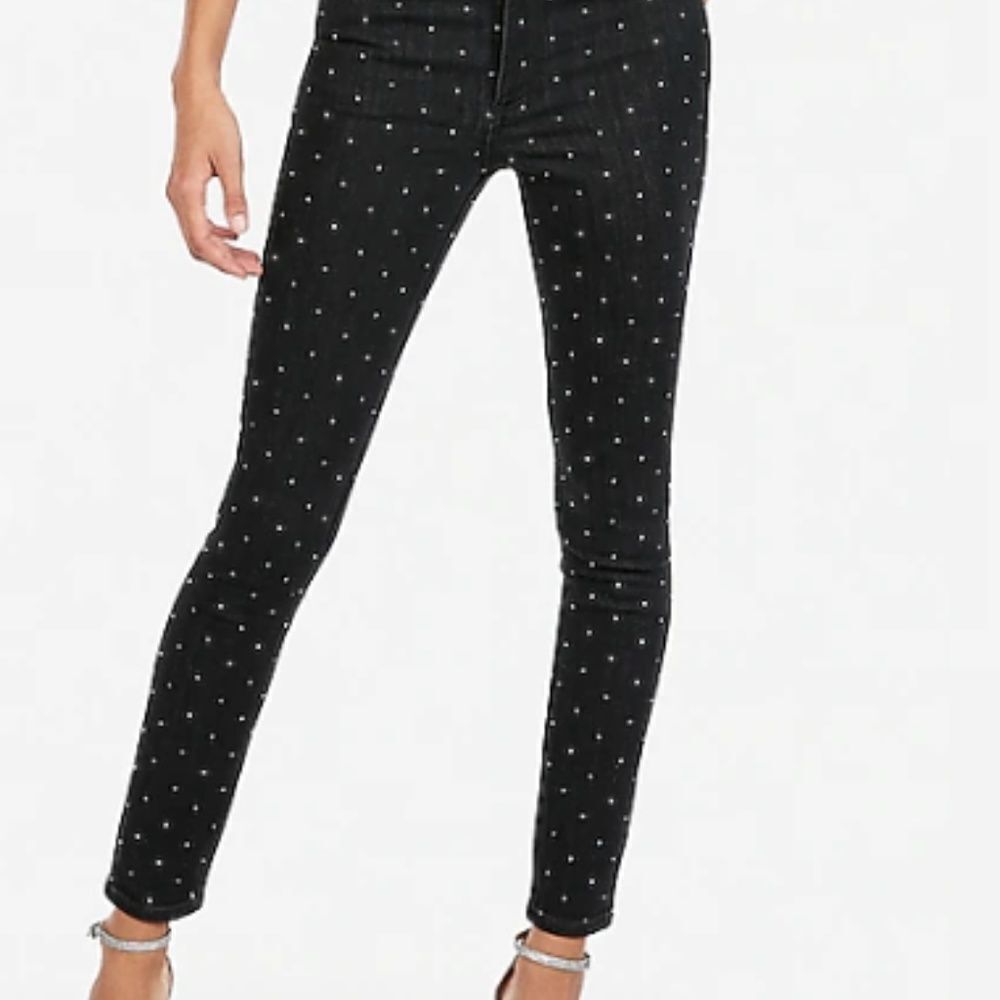 ✨HOST PICK🍸✨Express Rhinestone Ankle Legging High Rise Studded Jeans✨LAST PAIR✨